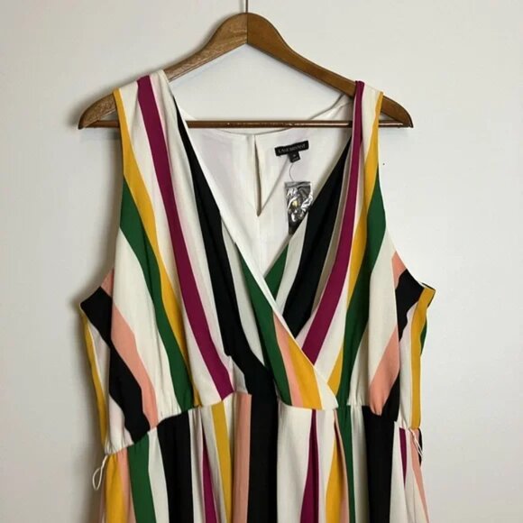 Lane Bryant NWT Colorful Maxi Dress Striped Faux Wrap Plus Size - Picture 9 of 9